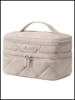 Travel Makeup Bag Large Cosmetic Pouch Waterproof Quilted Toiletry Organizer